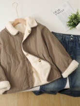 清仓捡漏~羊羔毛绒棉服女秋冬宽松设计感两面穿加厚保暖棉袄大衣
