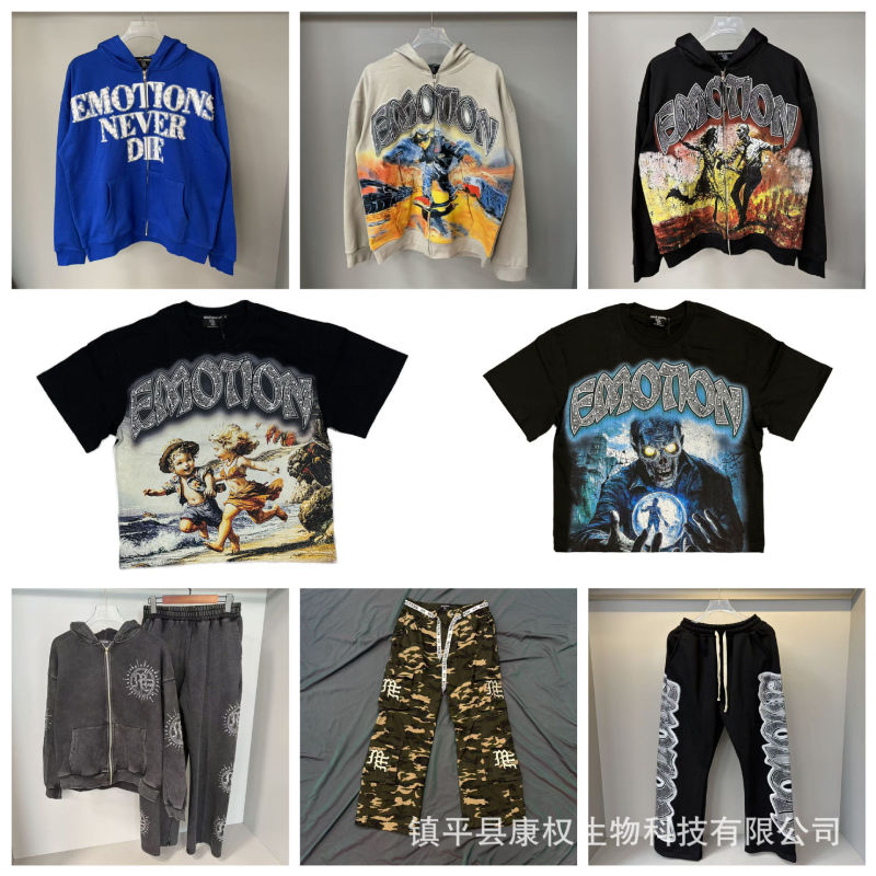 European and American Trendy Brands, Summer Vintage Foreign Trade Printed Washed and Distressed Unisex Loose Sweatshirt, High Street Distressed Long-Sleeve