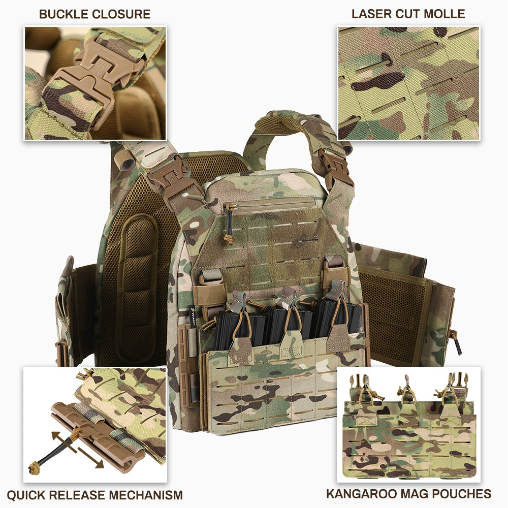 Detalle de MOLLE y zonas de montaje con velcro