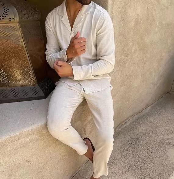 New casual suit spring and autumn fashion sleeved long pants two-piece cardigan set for men's wear_voghion.com