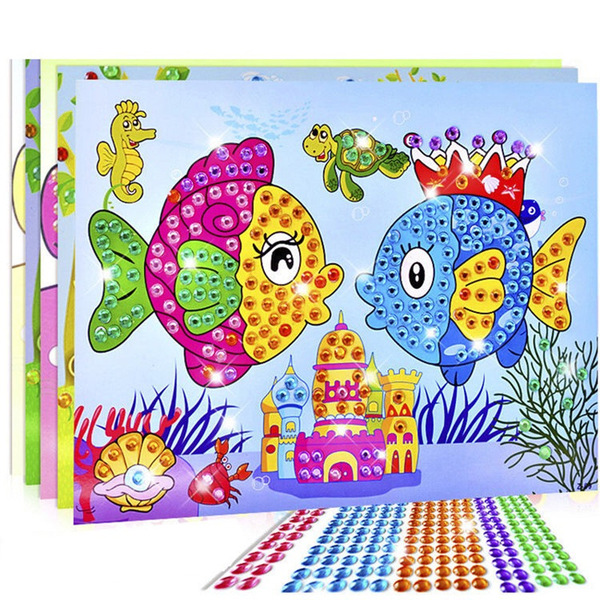 Children's diamond sticker handmade crystal DIY paste cartoon…