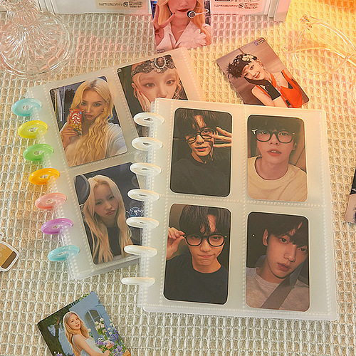 Colorful mushroom buckle card album 3-inch four-square polaroid photo album idol album transparent small card star chasing storage album