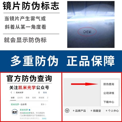 Kemi 1.56 1.61 1.67 1.74 U6 anti-blue light lenses with anti-counterfeit Kemi lenses can be worn with glasses