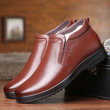 老人头新款男士加绒加厚爸爸鞋商务皮靴皮棉鞋靴耐磨防滑冬鞋批发