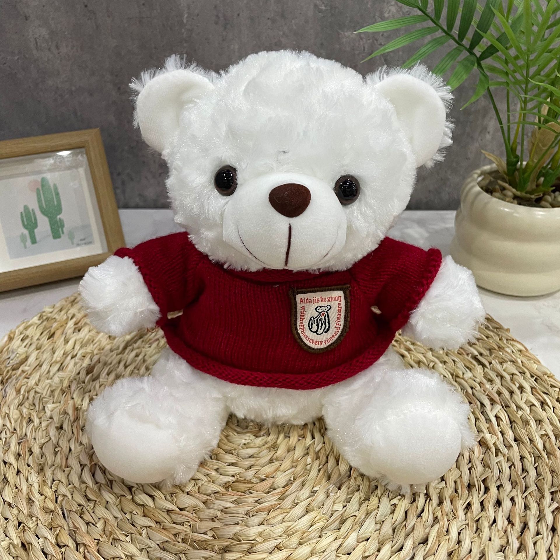 Teddy Bear se puede imprimir LOGO evento de vacaciones muñeca regalo para el hogar adornos de escritorio abrazar juguetes de peluche