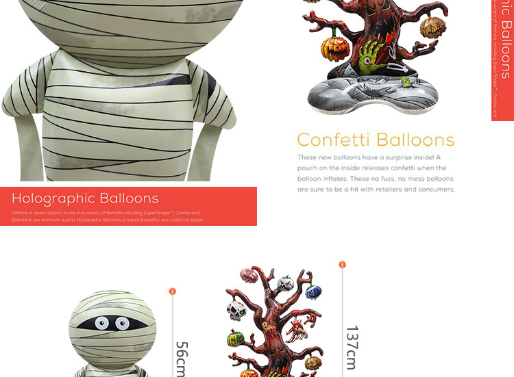 Halloween Party Dekoratioun Ballon 4D stehend dout Bam Form Cartoon Aluminiumfolie grousse Ballon Mumie léif_voghion.com