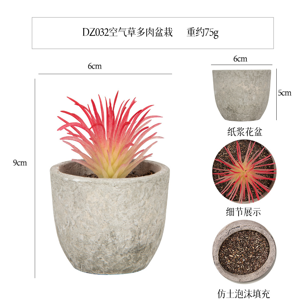 Más de 100 estilos de macetas de pulpa de papel vintage con plantas suculentas simuladas, pequeños adornos populares de estilo jardín para decoración del hogar transfronteriza. image 70