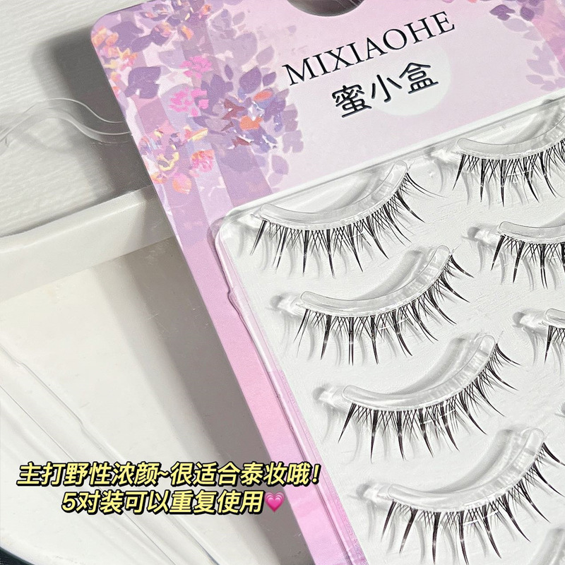 蜜小盒泰妆cos整条假睫毛浓密透明梗自然小恶魔仙子毛太阳花混血