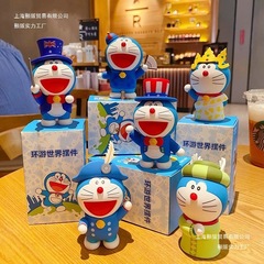 哆啦a梦环游世界盲盒潮玩动漫公仔手办桌面摆件车载玩偶生日礼物