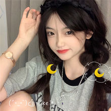 月亮发夹ins闪粉学生百搭少女心夏日黄色发饰小夹刘海边夹卡头饰
