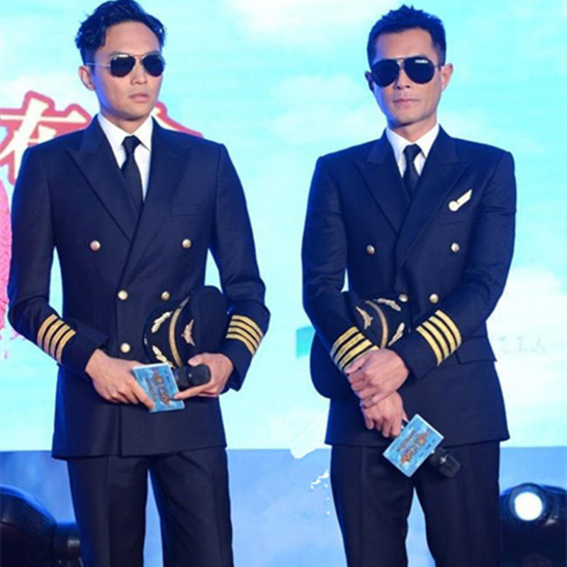 Aviation Captain Uniform Pilot Air China Student Class Uniform Annual Meeting Host Military Uniform Korean Suit suit Male
