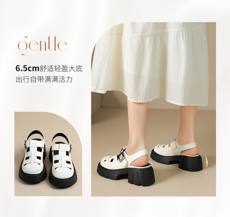 Sandal đế dày nữ phong cách Hàn Quốc quai chữ V tôn dáng — KN27 màu đen chi tiết 5