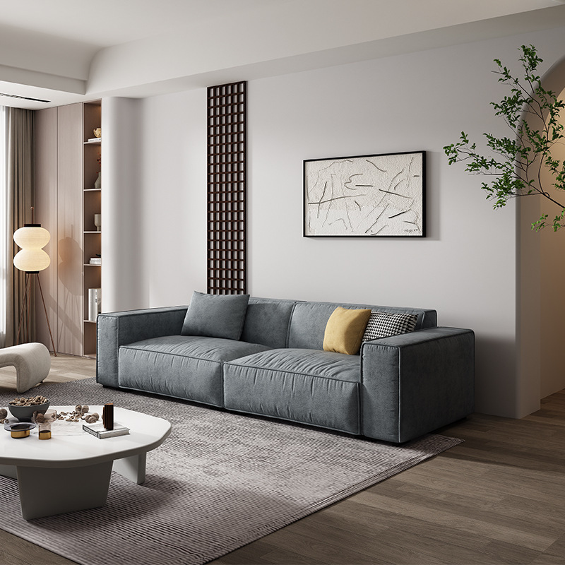 Modern Minimalist Tofu Block Fabric Sofa, Washable Matte Fabric, Light Luxury, Large, Medium and Small Apartment Living Room Combination Sofa