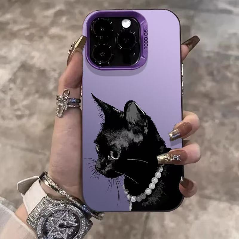 Nuevo collar gato negro para iPhone 16 funda para teléfono móvil Apple 15promax/14 anti-caída 13pro/12/11