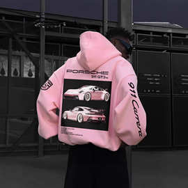 StreetcarHoodiePrintsMen汽车印花潮流卫衣宽松休闲百搭连帽衫价