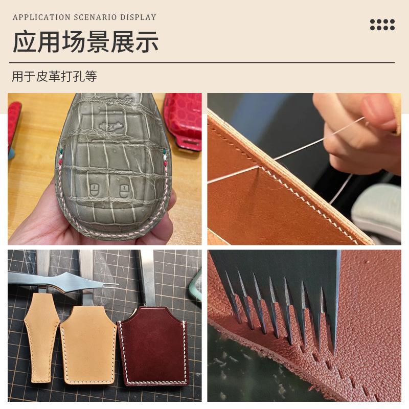 2,7/3/3,38/3,85mm blanco de acero francés corte oblicuo corte plano corte europeo DIY cuero hecho a mano herramienta de perforación de cuero