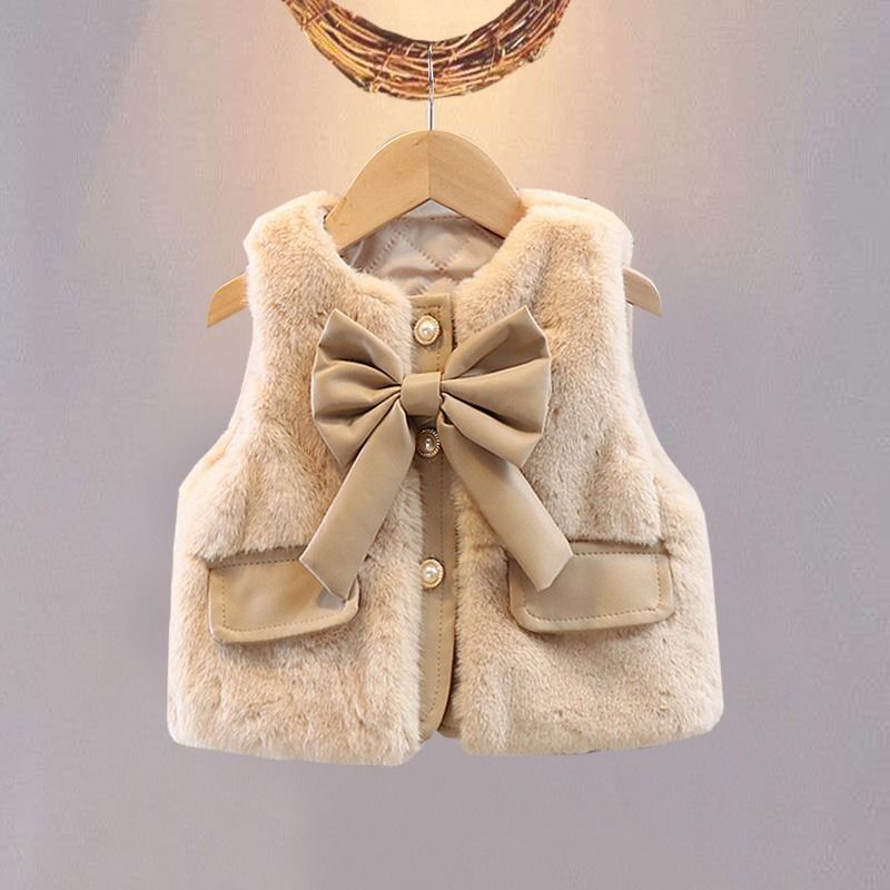 Otoño y invierno piel imitación chaqueta de princesa infantil espesa peludo hombro bebé nuevo chaleco de chaleco de cabellera chica exterior image 6