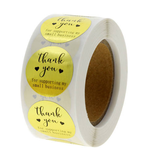 Bulk Amazon Foreign Trade New Roll Golden Waterproof Self-Adhesive Heart Decorative Sticker Labels