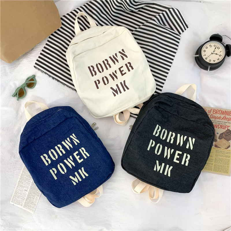 Mochila para niños Denim niños y niñas Mochila pequeña casual con versión moda carta impresión Escuela Primaria estudiante mochila moda
