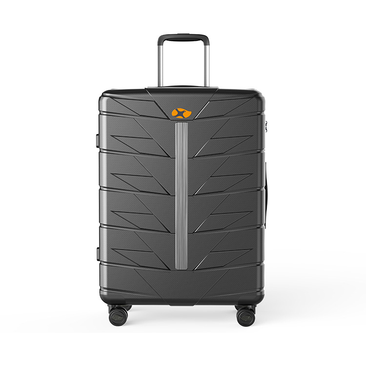 Vali nhựa PC size cabin 20 inch dung tích lớn bánh xe đa hướng khóa số vân dọc cổ điển — đen