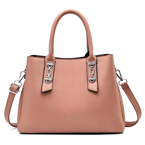 [Shichen Women's Bag]  New Solid Color Handbag Large Capacity Soft Leather Casual Atmosphere Women's Bag Shoulder Bag