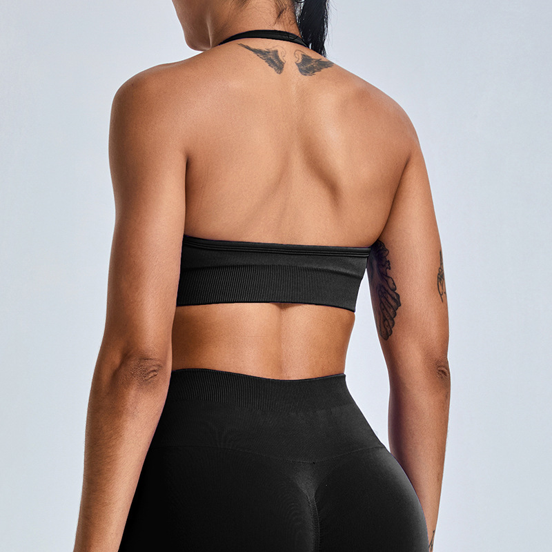 Cuello sin costuras antichoque ropa de belleza de espalda yoga sujetador mujer con cojín de pecho ropa interior deportiva de secado rápido correr chaleco de fitness