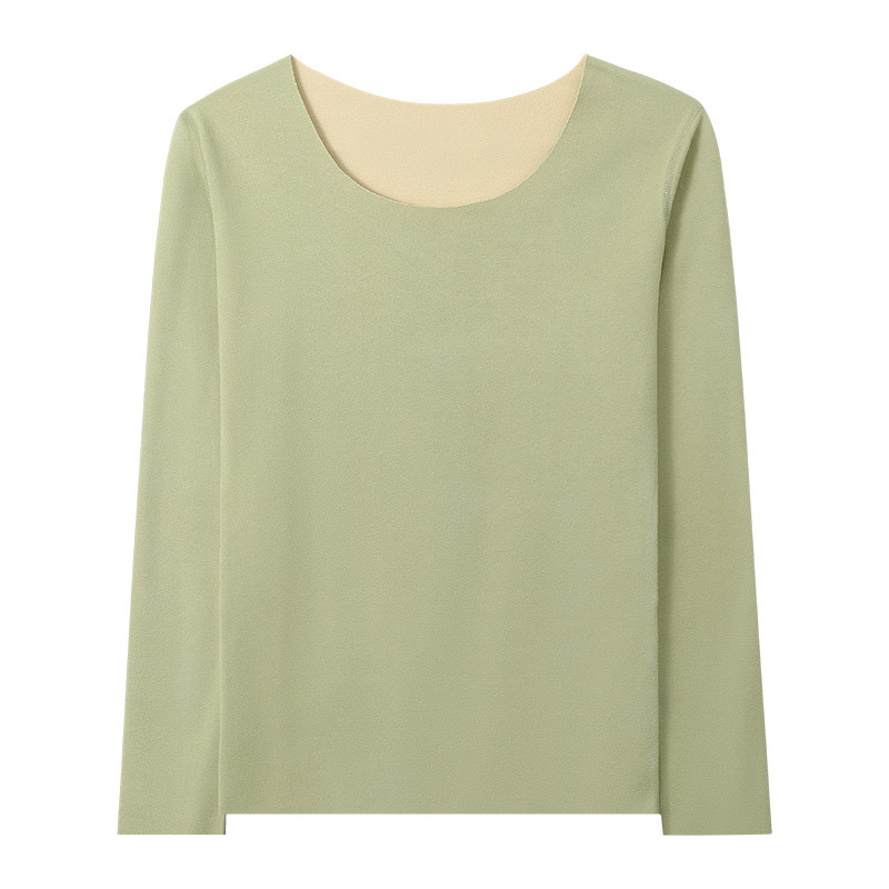 De terciopelo ropa interior térmica sin costuras superior de las mujeres engrosada camisa de fondo de calefacción forrada de lana 2023 Otoño e Invierno ropa térmica de Otoño de las mujeres