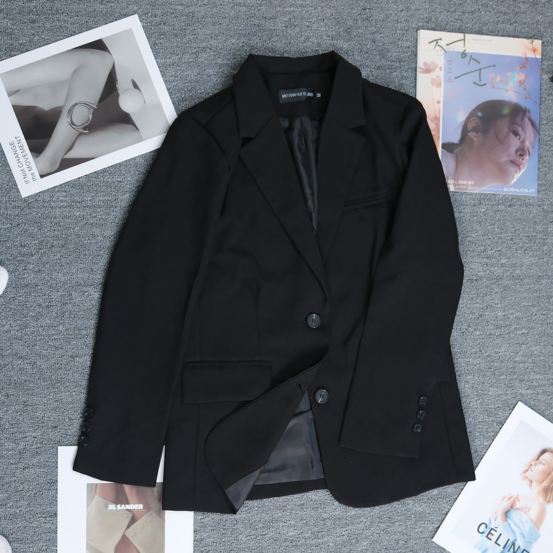 Women's Suits Blazers Spring and Autumn Suit Women's Mid-length Slim-fit Korean Button Suit Jacket