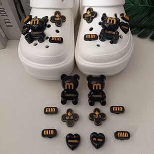 New Popular Niche Ins Cute Three-dimensional Min Bear Hole Shoes DIY Shoe Buckle Shoe Flower Accessories Removable Decoration