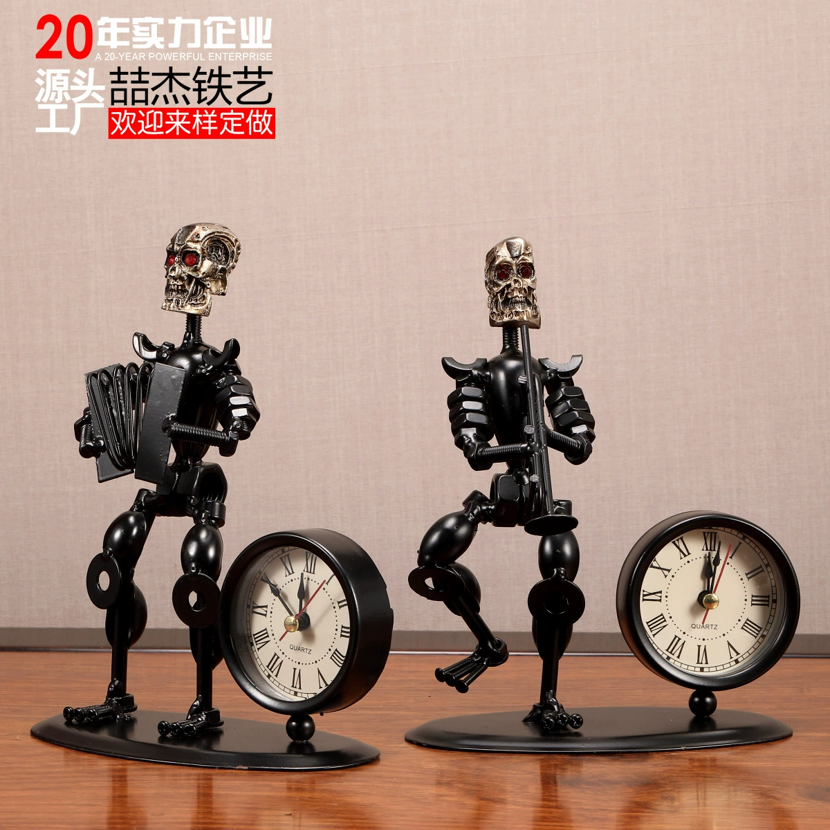 Новый стиль ретро креативный железный череп часы для украшения дома