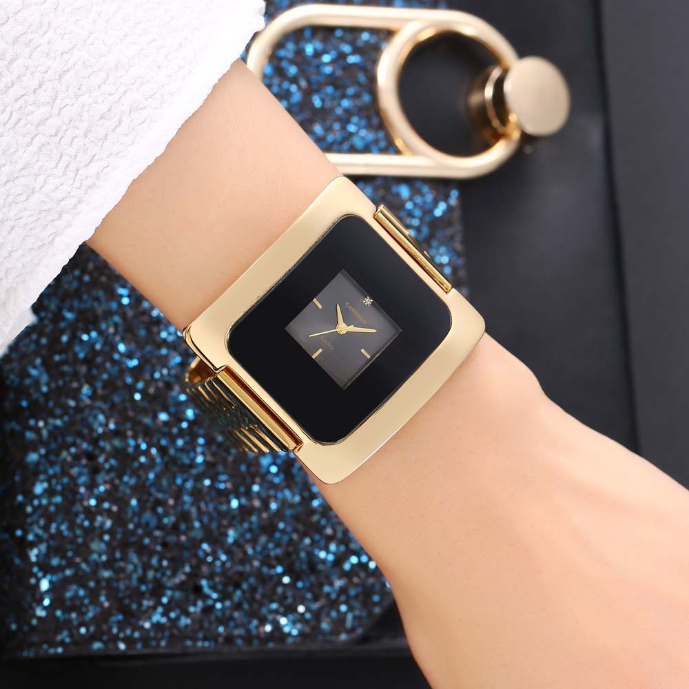 CANSNOW high quality large dial square glass mirror exaggerated pompous watch Europe and the United States hot gold watch