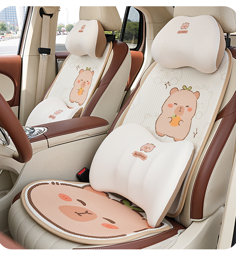 Memory foam car headrest lumbar support khaki Barra car pillow comfortable breathable Ice Silk universal car neck pillow
