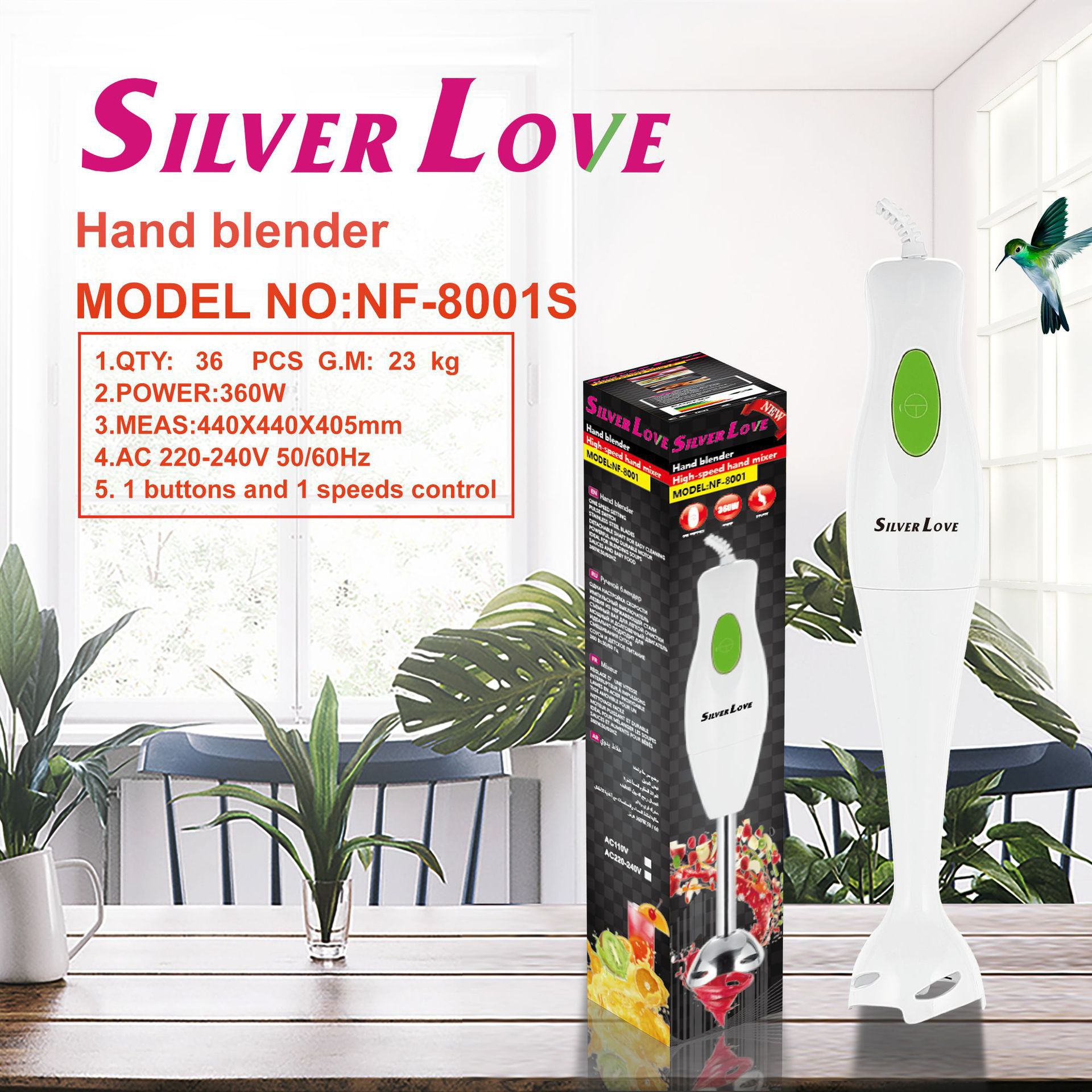 SILVER LOVE Cross-Border Cooking Stick Kitchen Home Handheld Mixer Electric Panel Stick