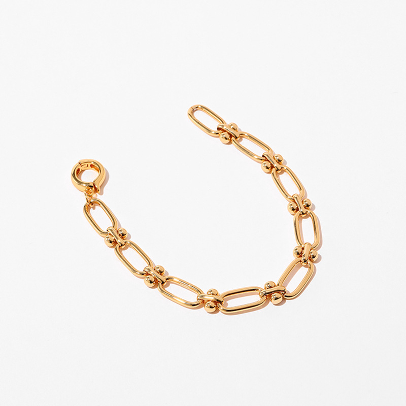 Messing überzogenes Echtgold-Persönlichkeitsarmband, handgefertigt, dicke Kette, neutraler Stil, INS-Mode, Retro-Feeling, Handschmuck_voghion.com