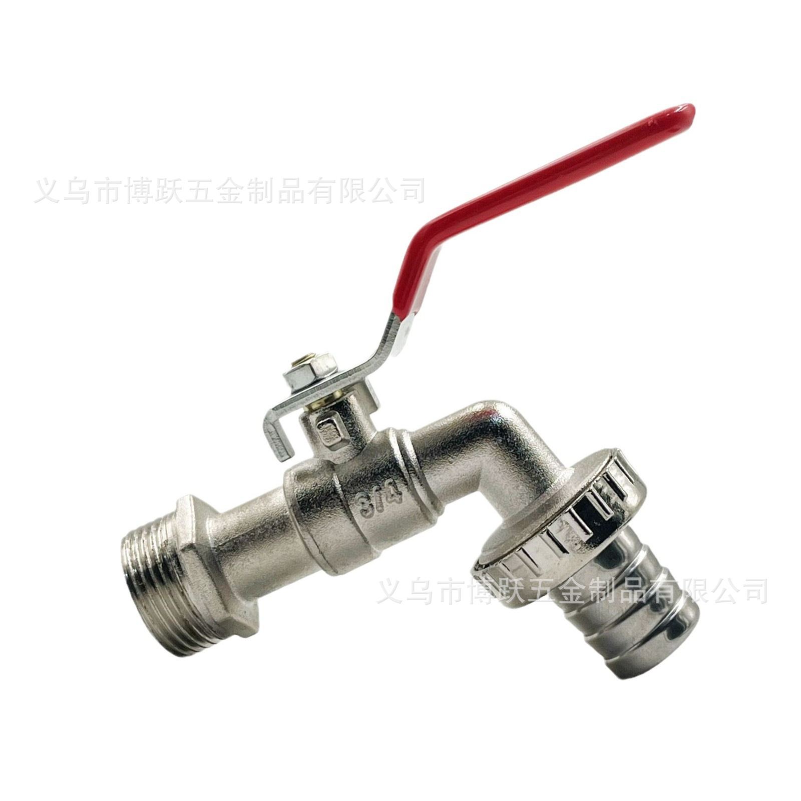 Cross-border 4-point and 6-point zinc alloy faucet, outdoor FM faucet, flat plate, blue and red handle, washing machine faucet details Picture