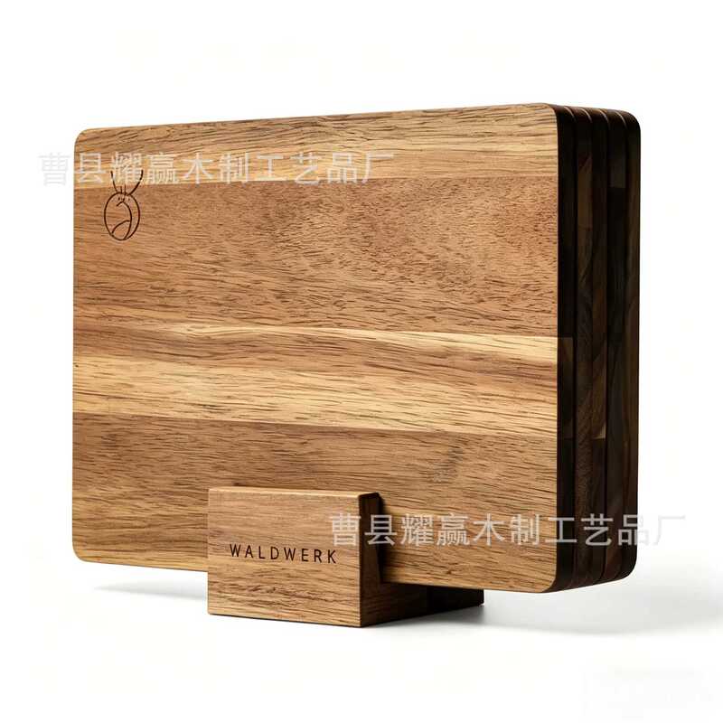 Acacia Wood Cutting Board Solid Wood Cutting Board Kitchen Meat and Vegetable Classification Cutting Board with Bracket Base Set Wholesale
