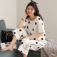 Pajamas women's summer pure cotton sweet polka dot short-sleeved cropped pants casual loose thin suit outer wear simple home wear