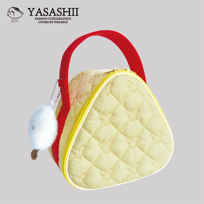 Japonés y coreano triángulo frío bolsa amarillo portátil almuerzo Caja de aislamiento bolsa pastel bolsa fría al aire libre picnic fresco bolsa de mantenimiento con arroz