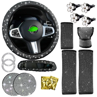 Seat belt shoulder pad Black Diamond Car Diamond Interior Cover