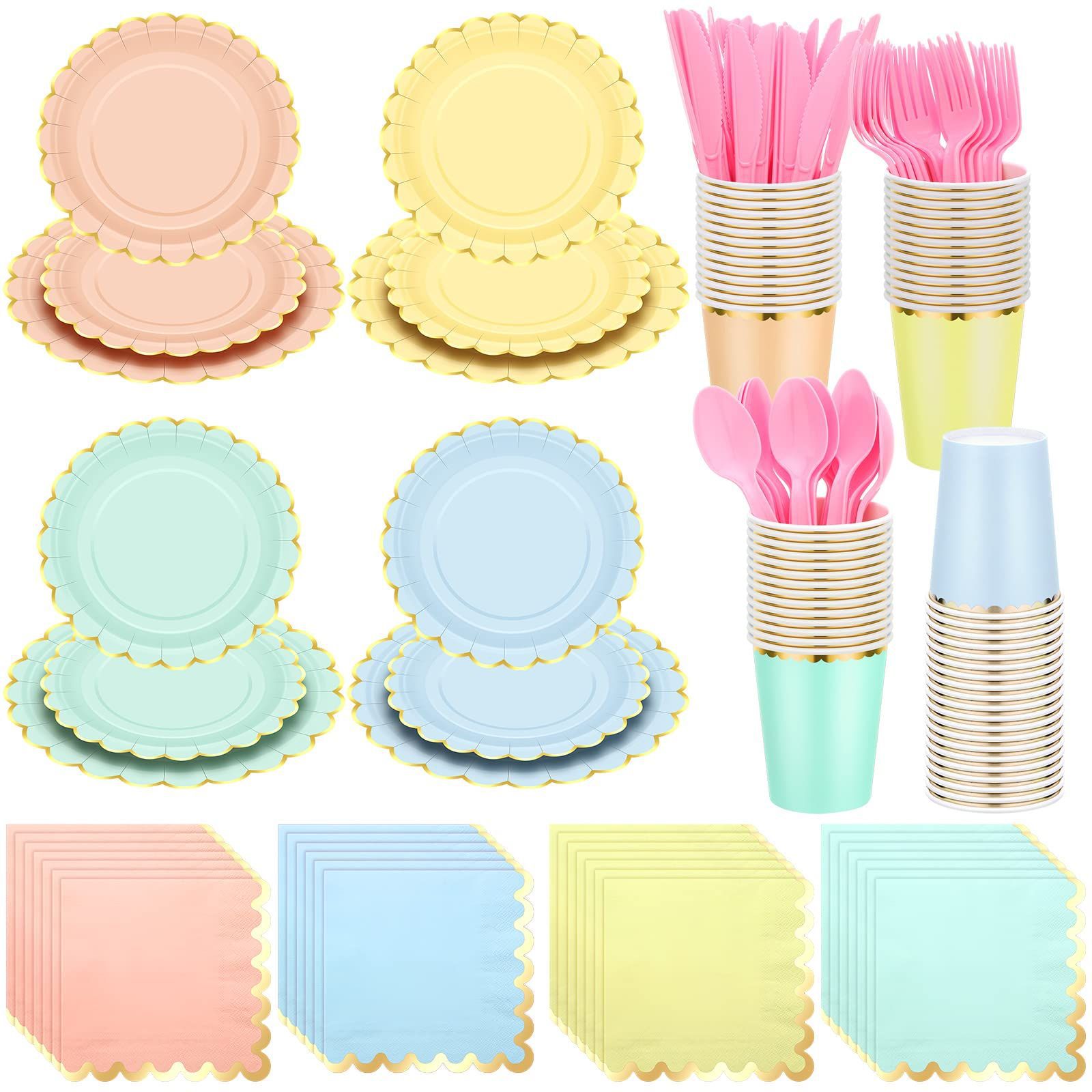 Venta caliente transfronteriza de EE. UU. Juego de vajilla desechable Suministros para fiestas Plato de papel desechable de encaje multicolor