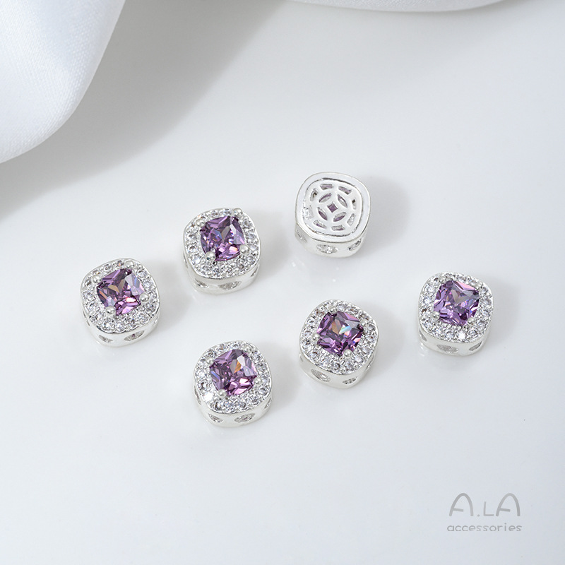 Wholesale 14K Gold-Plated Silver-Plated Zircon Round Water Drop Porous Loose Beads DIY Bracelet Necklace Jewelry Accessories
