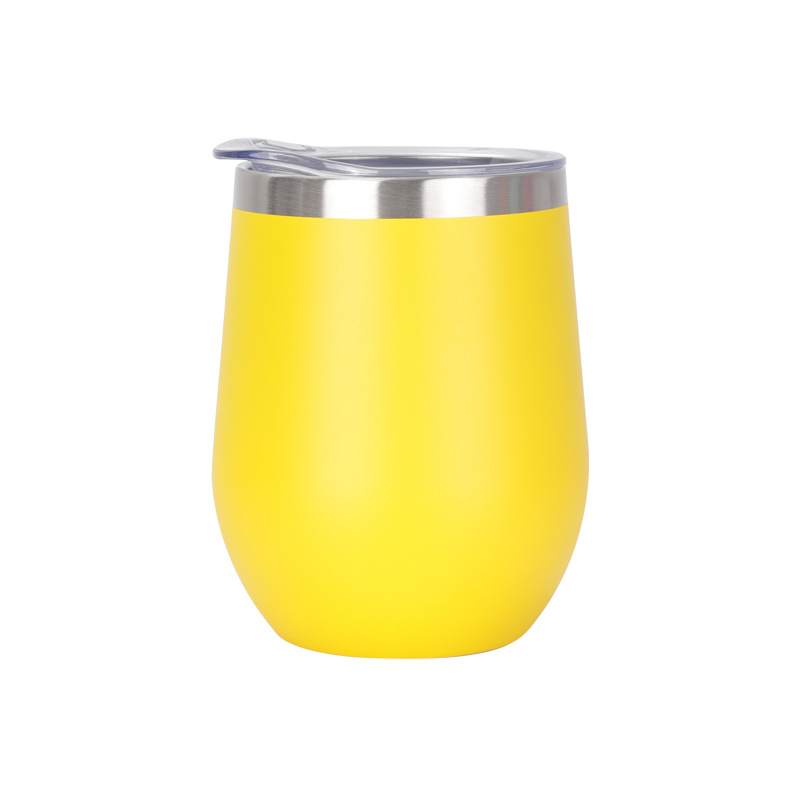 Taza de huevo transfronteriza de 12oz taza de vino tinto creativo taza de hielo en forma de U taza de cáscara de huevo rociada de acero inoxidable al vacío de doble capa personalizada