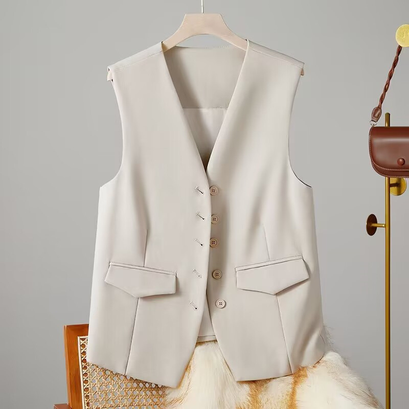 Suit Vest Women's 2025 New Elegant Commuter Korean Style Stacked Wearing Inner Wearing Vest for Small Men Outer Wearing Vest Suit Jacket