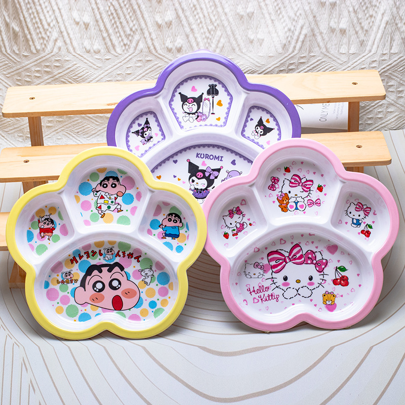 New Melamine Tableware Cartoon Creative Plate Tableware Internet Celebrity Handle Rice Bowl Cute Household Salad Bowl Double-Eared Bowl