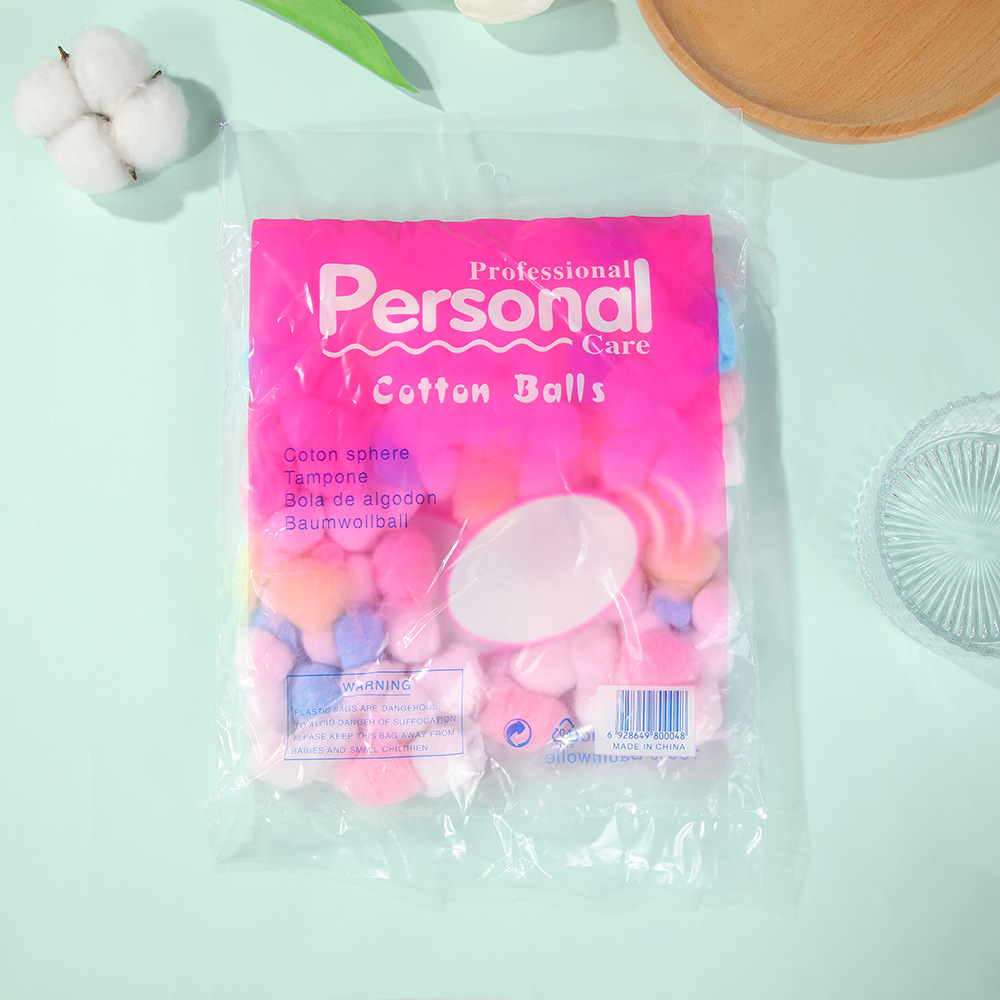 Fabricantes transfronterizos de 50 pellas de algodón desengrasado de color, algodón limpio desechable para el cuidado de la piel, algodón cosmético desengrasado