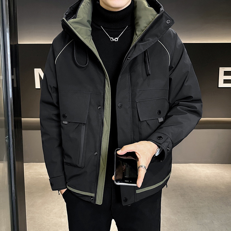 Cold-proof Down Jacket Men's Laps Men's Down Jacket Long White Duck Down Light and Thin Fashionable Down Jacket for Teenagers Men