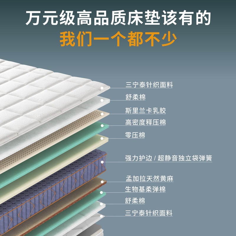 深睡立方乳胶黄麻床垫民宿家用独立弹簧AB面床垫工厂直销软硬垫|undefined