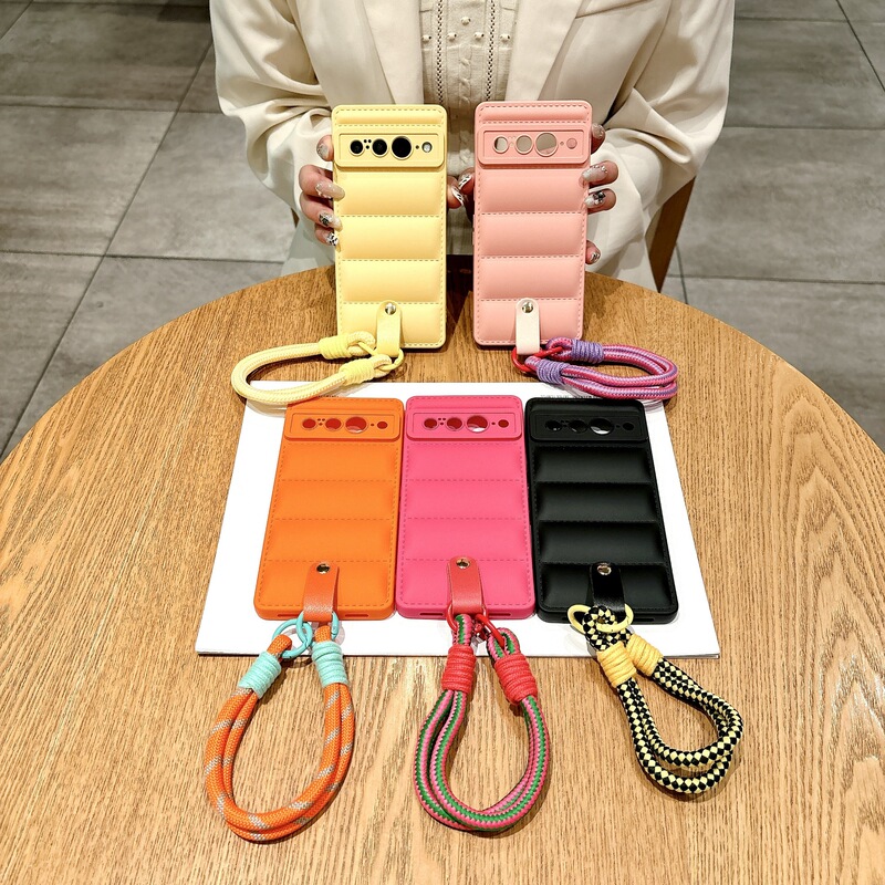 For Google Pixel 8 Phone Case Google 8Pro Down Jacket Airbag Anti-fall Lanyard 7A Protective Cover