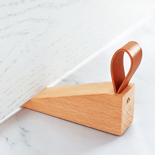 Nordic wooden door stopper bedroom top door anti-door door stopper beech household windproof removable anti-collision door stop