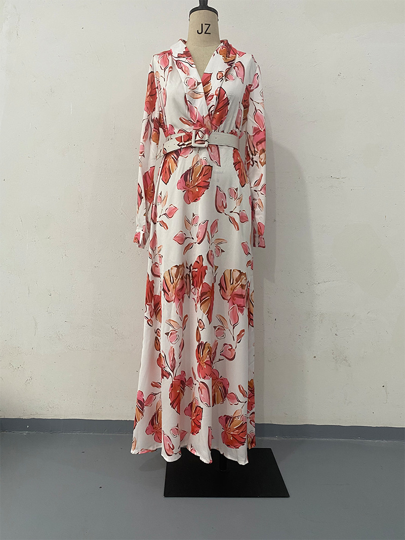 Women's Regular Dress Streetwear V Neck Printing Long Sleeve Flower Maxi Long Dress Holiday Daily display picture 1